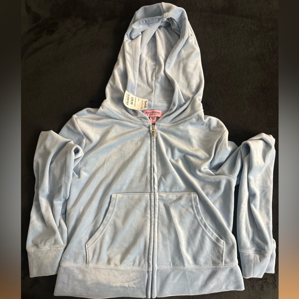 Juicy Couture Light Blue Crop Top Hoodie